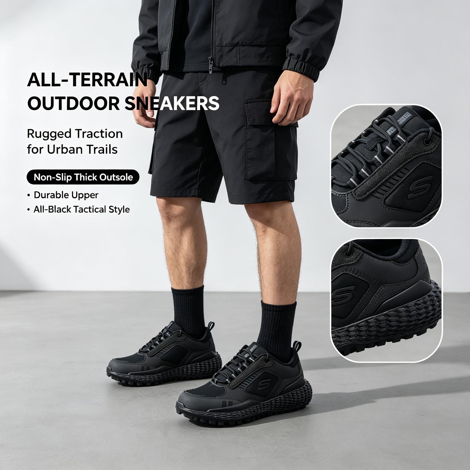 Outdoor Sport Flooring - Hot Skechers Black All-Terrain Outdoor Sneakers