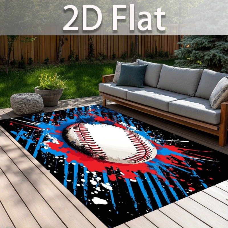 Outdoor Sport Flooring - Baseball Sport Rug Graffiti Splash Printed