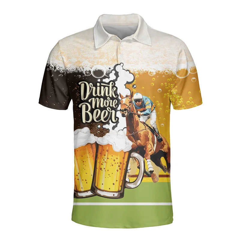 3D Printed Hawaiian Beer Polo  - огляд і ціна Polo Shirt Equestrian
