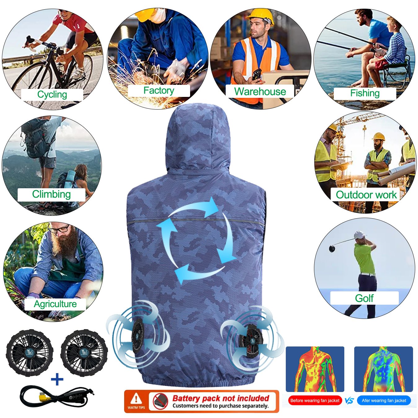 Summer Sport 12V/5V Fan Air Co - огляд і ціна Outdoor Sport Jacket Brand