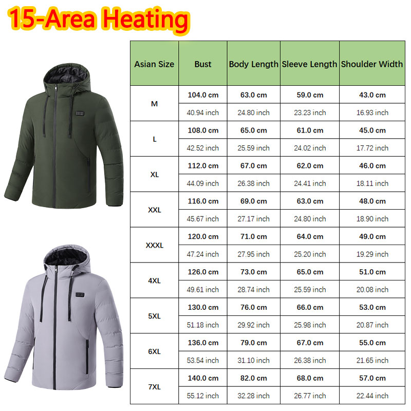 15 Area Heated Winter Hooded J - огляд і ціна Outdoor Sport Winter Jacket